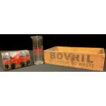 Advertising - a Bovril crate "Bovril, No Labour, No Waste", 1Doz.2oz.Bottles, 29.5cm x 17cm; a