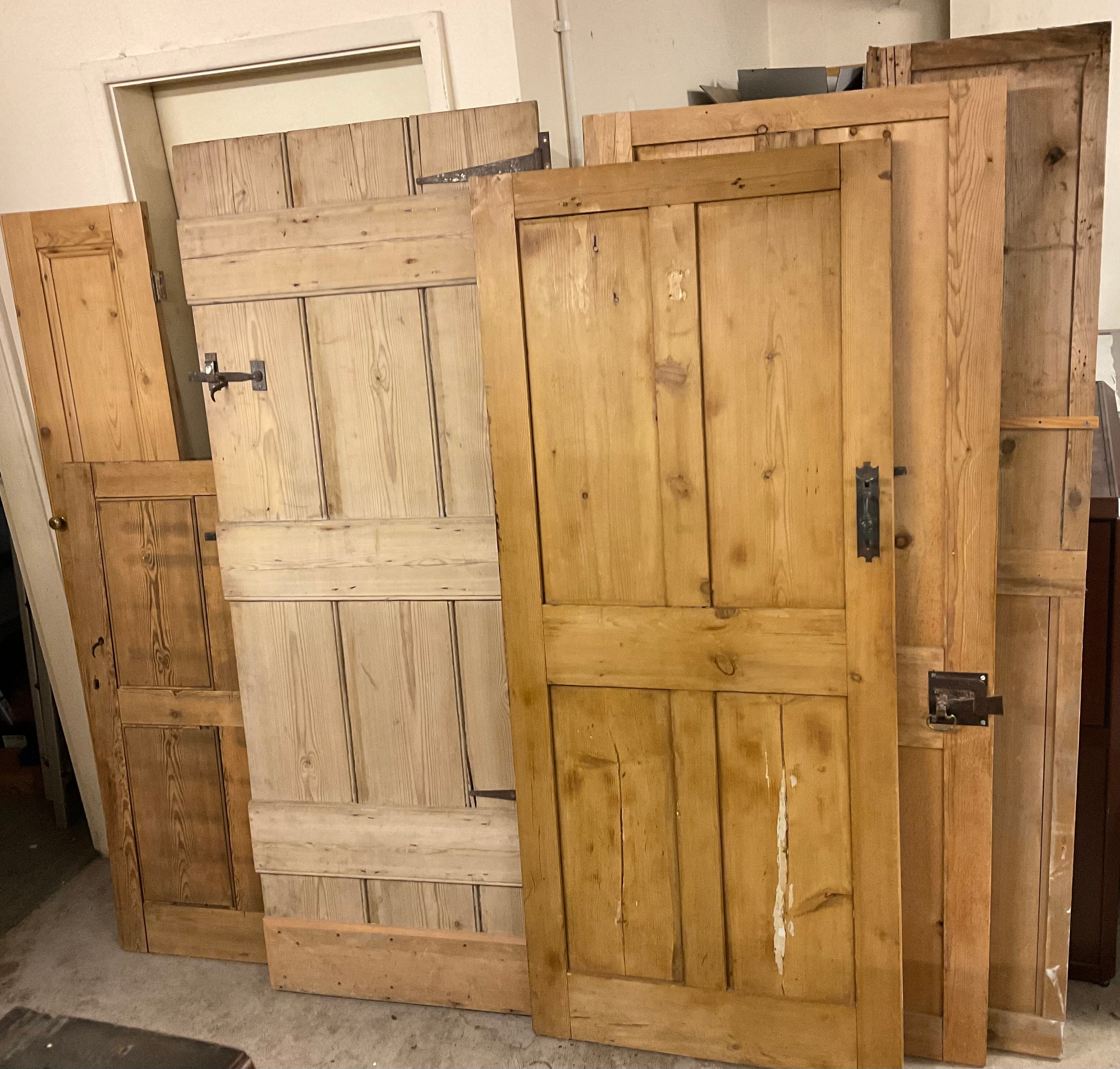 Three pine doors; other pine