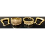 A 9ct gold five graduated stone dress ring. size R, 2.6g; a 9ct gold diamond chip illusion set ring,