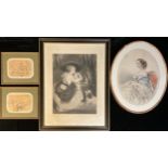 Pictures and Prints - a 19th century print, Woman and Child with Dog, signed in pencil Samuel