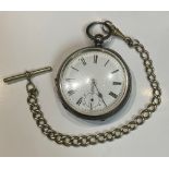 A silver pocket watch, Birmingham 1894, on Albert