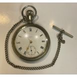 An American Waltham Traveller screw front pocket watch on Albert