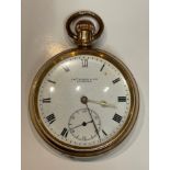 A Thomas Russell and Sons, Liverpool, gold plated open faced pocket watch, top winding