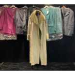 A gentleman's Orvis Harris Tweed jacket, 20R; Noa Noa faux lambs skin coat; three ladies twin set