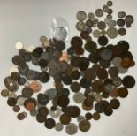 Numismatic interest UK & foreign: Large quantity of circulated base metal coins, including some