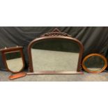 A victorian style arch topped over matel mirror, domed bevelled plate, 89cm high x 10cm wide;