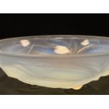 A G Vallon French Opalescent Art Glass bowl, Cherries, 23.5cm diameter, cast signature