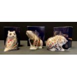 A Royal Crown Derby Paperweight, Russian Bear, silver stopper; others; Old Imari Polar Bear,