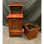 A Victorian mahogany purdonium, bevelled mirror back above carved panelled hinged pull-out fall