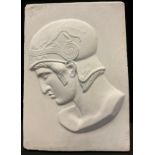 A plaster frieze, in relief with classical portrait, 30cm x 21cm