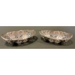 A pair of George V silver pierced bon bon dishes, Birmingham 1926, 125g (2)