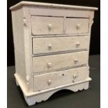 A 19th century miniature painted pine chest of two short over three long graduated drawers, 38.5cm