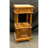 A 19th century style French bedside nightstand, inset white marble top, single frieze drawer, open