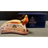 A Royal Crown Derby paperweight, The 250 collection Golden Pheasant, signature edition, gold