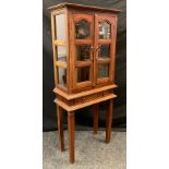 A 20th century Vitrine cabinet on stand, glazed pair of doors and sides, above a single shallow