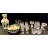 Ceramics & Glass - a pair of Tudor crystal champagne coups; Thomas Webb Brandy Balloon; other