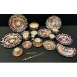 Royal Crown Derby 2451 pattern tableware, two bread plates, crescent dish, slop bowl, sugar bowl,