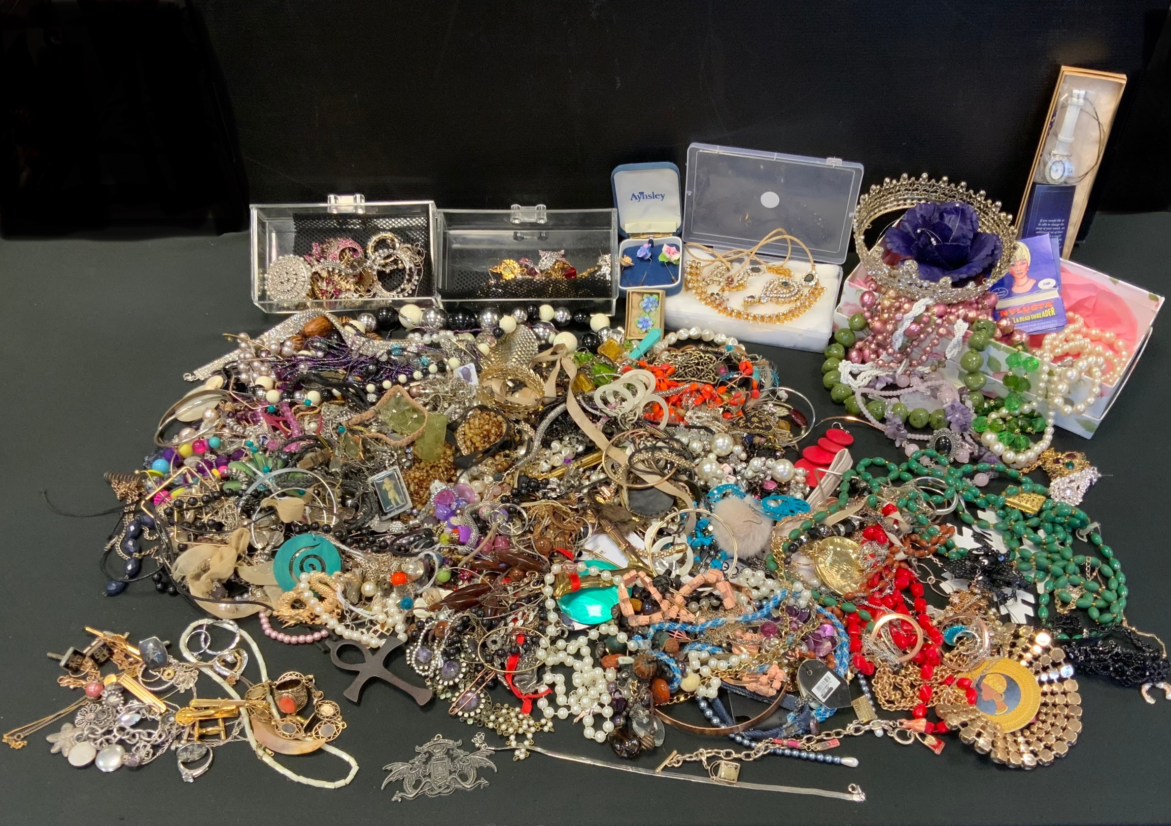 Costume Jewellery - bracelets, necklaces, earrings, dress rings, hair clips; tiara, etc qty
