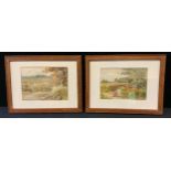 George Davies (late 19th century) A Pair, The Old Bridge and In the Fields signed, dated 89,