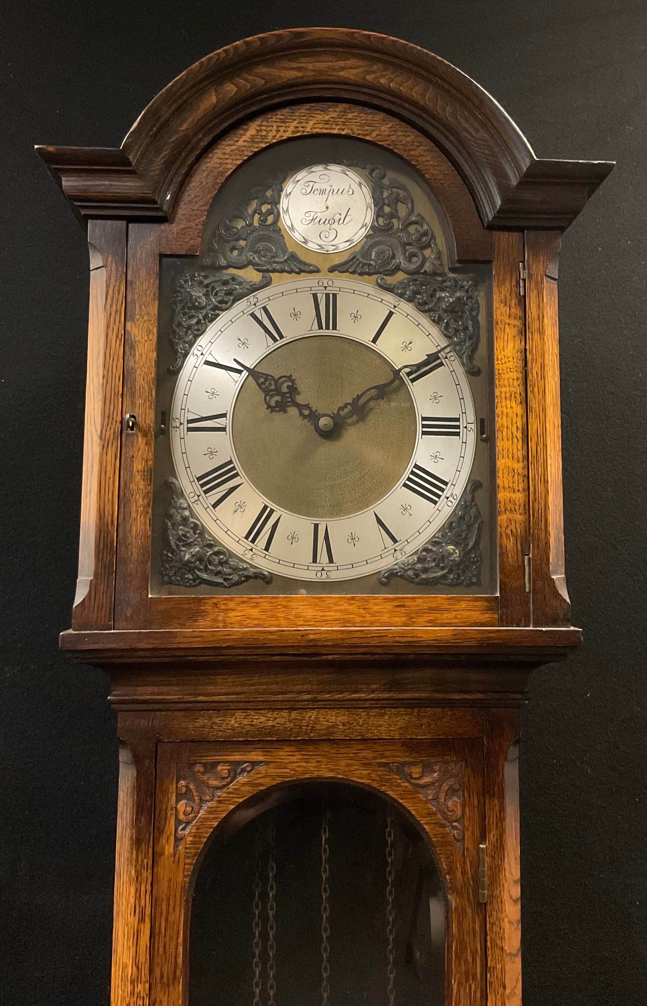 A George III style oak Longcase clock, Embee quarter-chiming, triple weight, 8 Day Westminster - Image 3 of 3