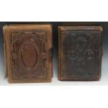 Photography - a late 19th century tooled leather carte de visite album, containing mostly single