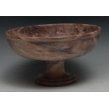 A turned marble pedestal bowl or tazza, 22.5cm diam
