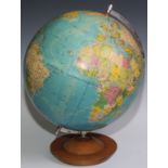 A terrestrial globe, Rath Political Globe, published by VEB Rathgloben-Verlag, Leipzig, aluminium