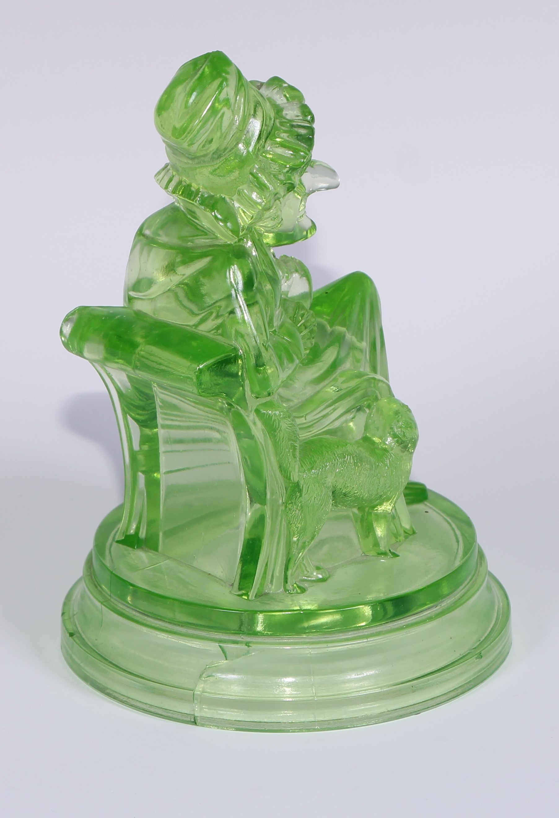 A pair of John Derbyshire press moulded uranium glass models, of Mr Punch and Judy, circular - Image 5 of 11