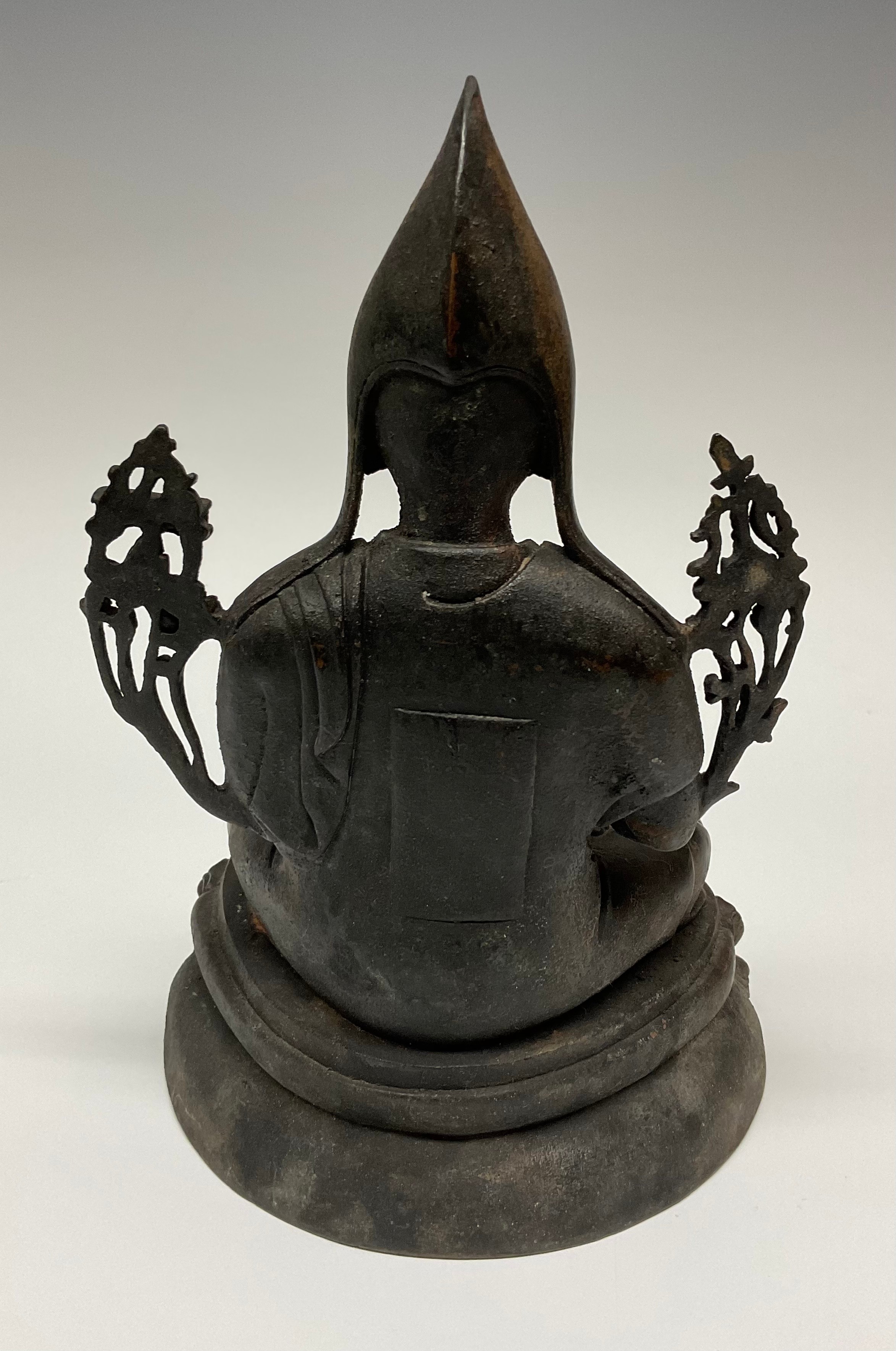 Tibetan School, a bronze, Tsongkhapa, seated in meditation, lotus base, 23.5cm high - Image 4 of 4