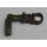 Antiquities - Copoclephilia - a Roman bronze key, 5cm long, c.1st century AD Provenance: Acquired by