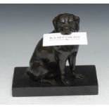 A 19th century French brown patinated bronze novelty card or letter holder, as a seated dog, his