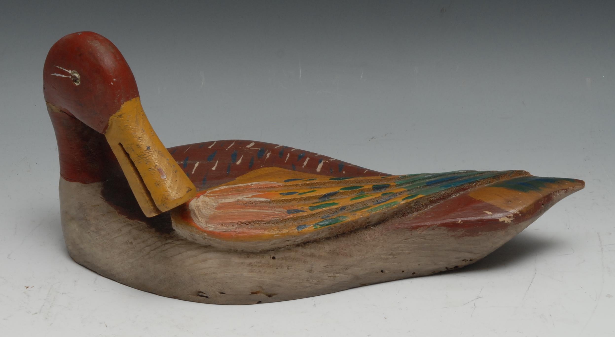 A painted softwood decoy duck, 32cm long - Image 2 of 2