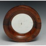 A Regency fruitwood magnifying mirror, possibly for a doctor, turned frame, 16.5cm diam, early