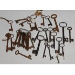 Copoclephily - a collection of 18th and 19th century keys, various forms, the largest gilt