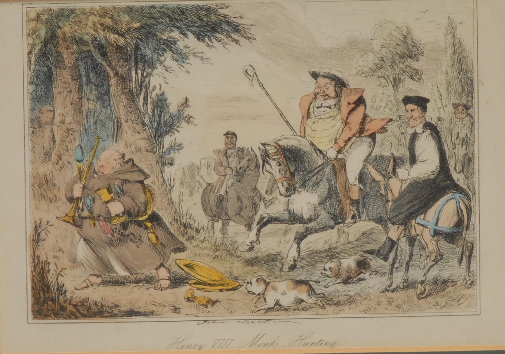 John Leech (1817 - 1864), after, set of seven caricature and comical prints, Embarkation of King - Image 8 of 8