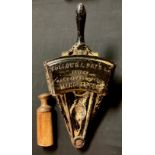 Kitchenalia - a Victorian japanned metal and cast iron marmalade cutter with treen tool, '