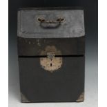 An 18th century silver coloured metal mounted box, leather or shagreen clad, hinged sloping cover