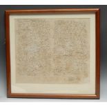 The Antiquarian's Study Wall - a facsimile of the death warrant of Mary Queen of Scots, 31cm x 35cm,