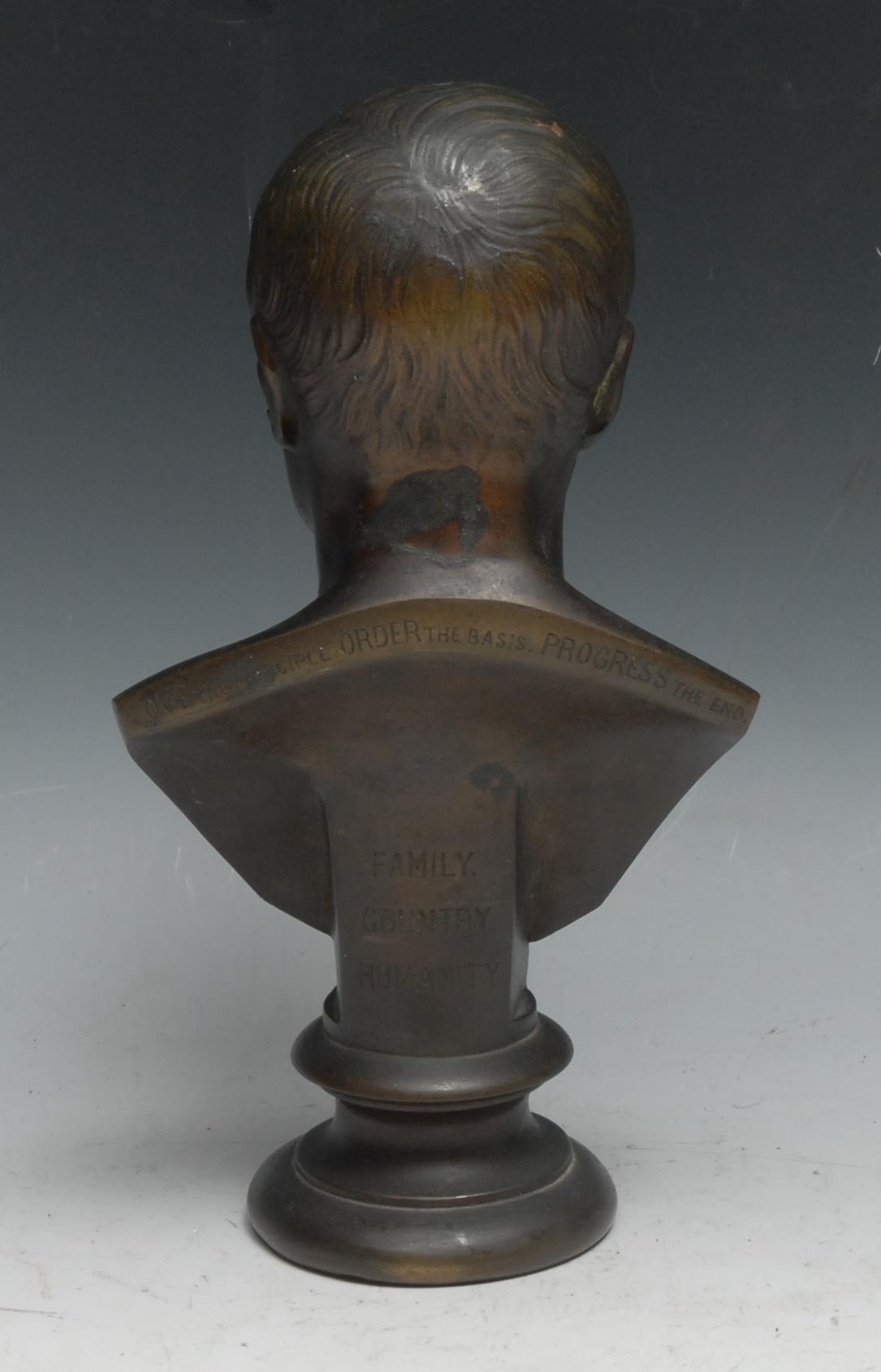 French School (19th century), a brown patinated bronze bust, of Auguste Comte (1798 - 1857), - Image 2 of 2