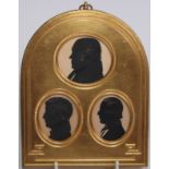 English School (19th century), a group arrangement of silhouettes, three gentlemen, bust length in