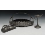 A Kayserzinn Art Nouveau pewter table centre jardiniere, designed by Hugo Leven and Hermann