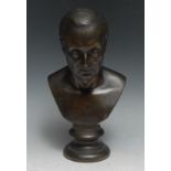 French School (19th century), a brown patinated bronze bust, of Auguste Comte (1798 - 1857),