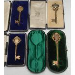 Copoclephily - a George V silver-gilt presentation key, of masonic and friendly society interest,