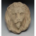 A 19th century stone architectural boss, as the head of a lion, 25cm long