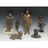Attic Condition- Lots for the Restorer - a 19th century bronze figural mount, cast as a Greek