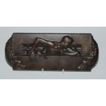 Maurice Constant Favre (Bn.1875), after, a brown patinated bronze plaque, The Escape, 25cm wide