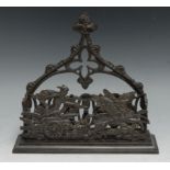 A 19th century dark patinated bronze letter rack, in the Grand Tour taste with Mercury's chariot,