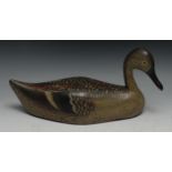 A painted softwood decoy duck, 35cm long