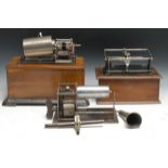 An early 20th century cylinder phonograph, walnut case; another Pathe Feres, part; etc (3)