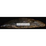 Antiquities - Late Bronze Age, a Danish flint sickle, curved blade, 14.6cm long, Aalborg, North